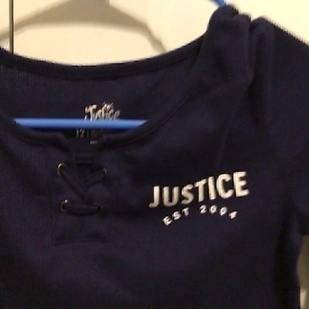 Justice Girls size 12 navy  top tie detail at neck